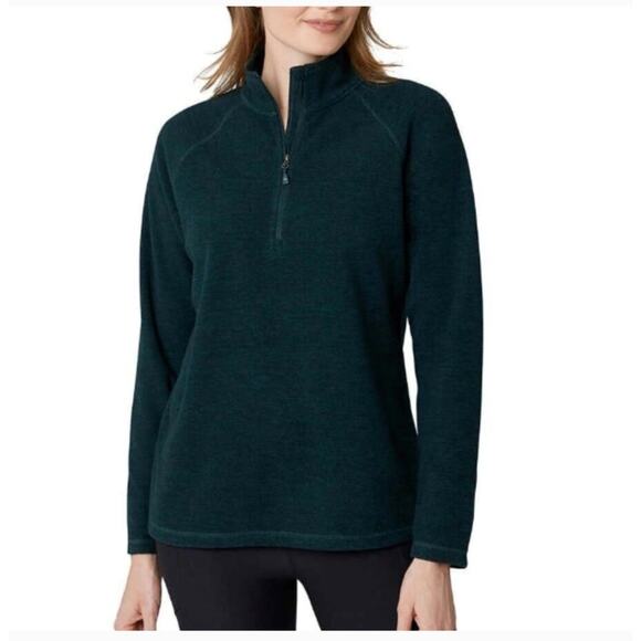 Eddie Bauer Women’s 1/4 Zip Fleece Pullover Green Large Cozy Outdoor Gorpcore - Picture 1 of 9